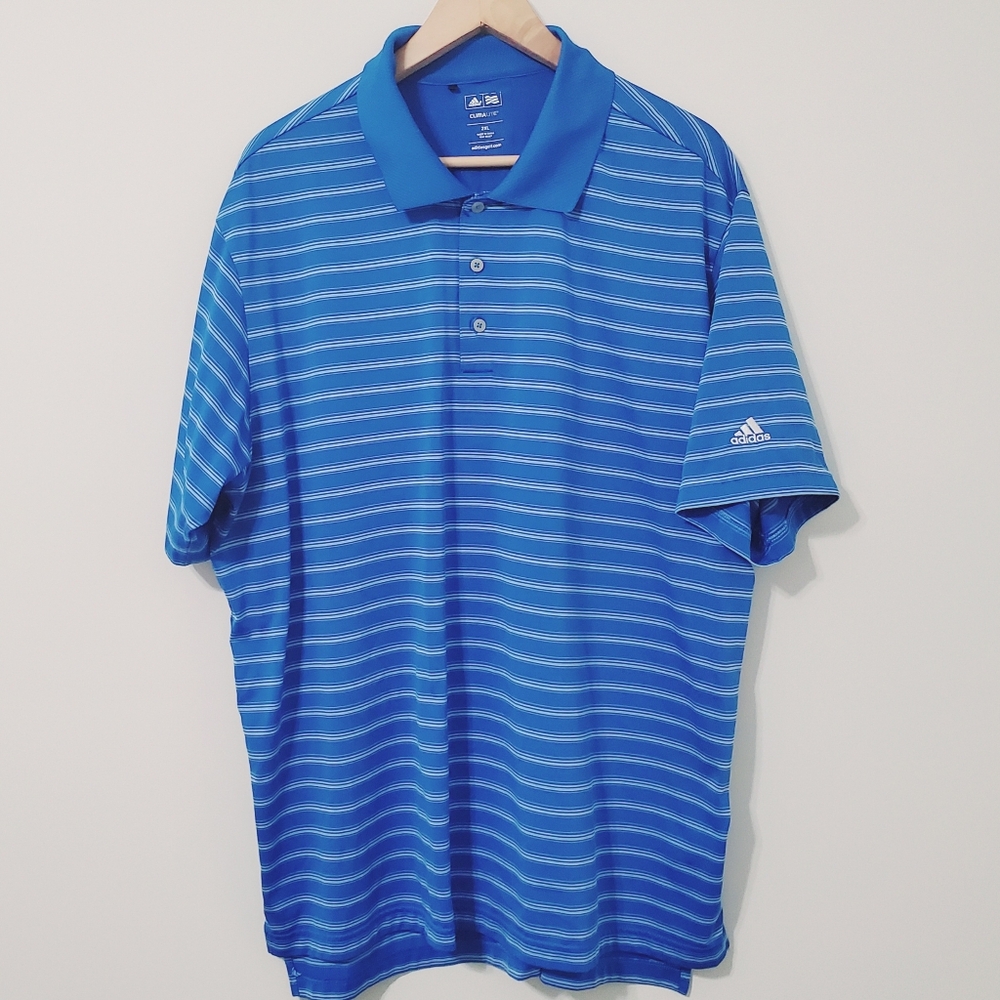 Adidas Golf Climax Lite Blue Striped Polo Shirt XXL